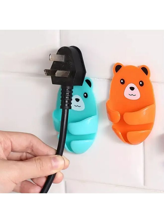 4Pcs Random Color Bear Wall Mounted Cable Organizer Strong Adhesive Cord Storage Rack - Image 4